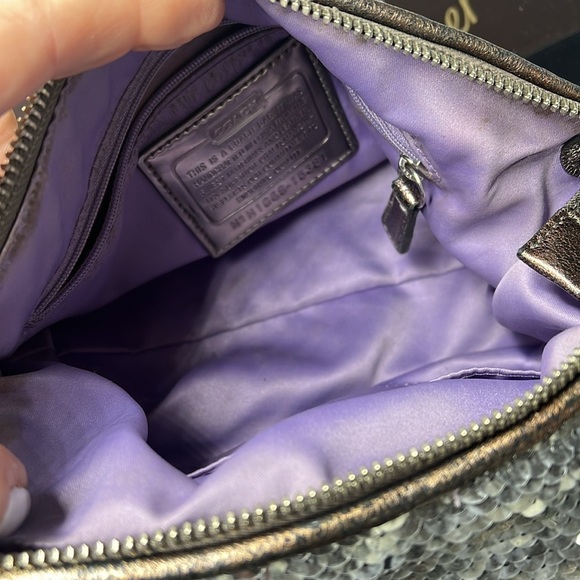 Coach Poppy H-1069 15381 Silver Gray Sequin Shoulder Crossbody Bag - Picture 10 of 16